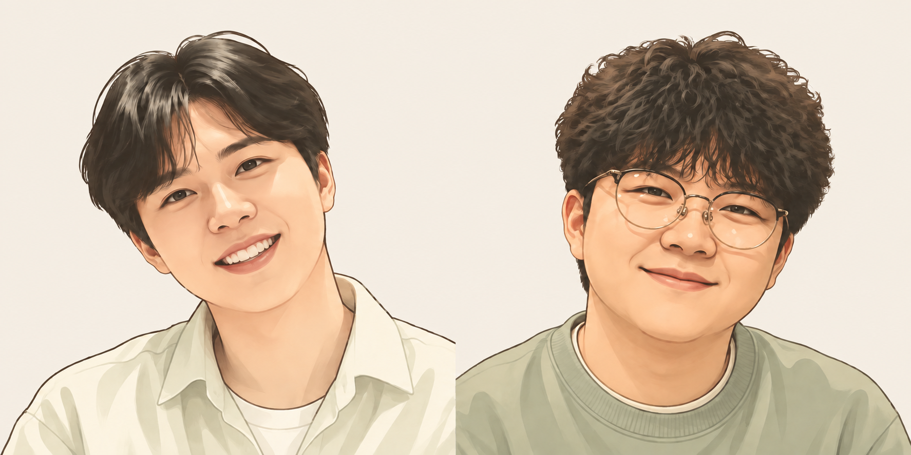 트라이데이텀의 권지윤과 엄규현 프로필 일러스트